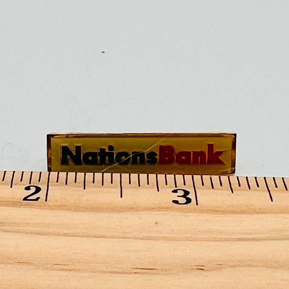 Vintage NationsBank Logo Lapel Pin‎ Gold Tone Banking Memorabilia Collectible